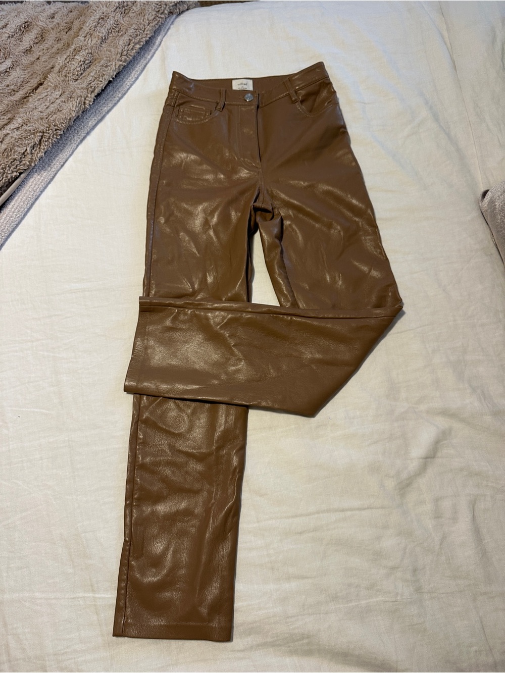 Aritzia Womens Brown Faux Leather Skinny Pants
